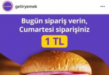 Getir’de Seçili Restoranlardan Vereceğiniz Sipariş Cumartesi 1 TL!
